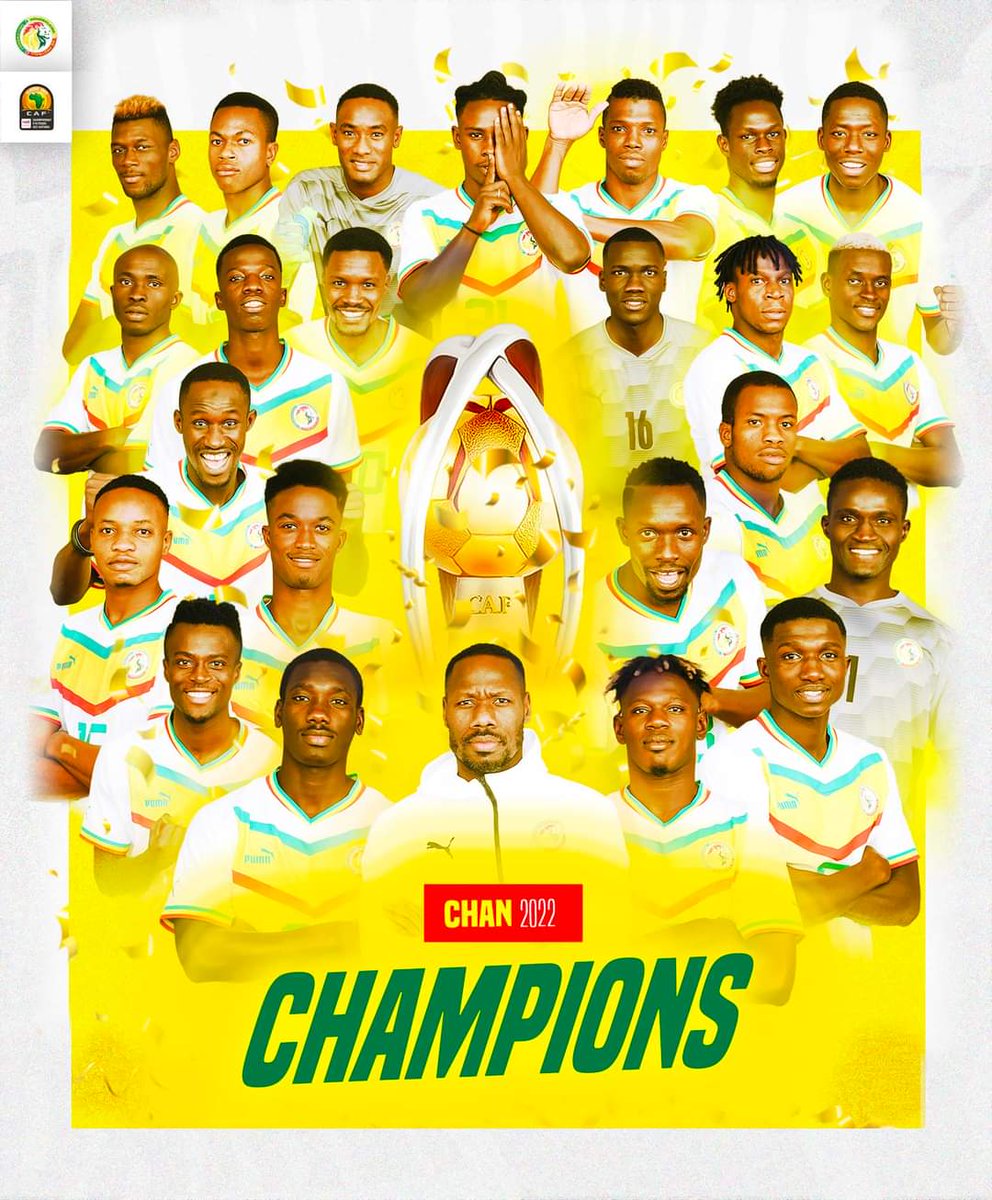 ThiernoNdiayeO's tweet photo. Historique ! Le Sénégal se hisse encore sur le toit du football africain avec ce nouveau sacre au CHAN,après la CAN, la CAN de Beach Soccer et celle des malentendants. 

J’adresse mes chaleureuses félicitations aux Lions locaux, à l’encadrement technique et au 12ème Gaindé. https://t.co/YZOcCnzo1r