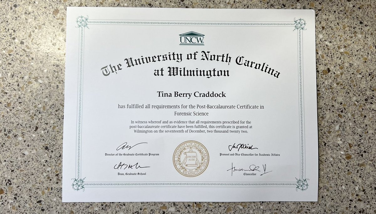 So excited to share our very own <a href="/TinaCraddock18/">Tina Craddock</a> has completed a post bac certificate in Forensic Science. Looking forward to some big things from her. <a href="/ECSU_CJ/">ECSU Criminal Justice</a> <a href="/ECSU_SHSS/">ECSU-School of Humanities & Social Sciences (SHSS)</a>