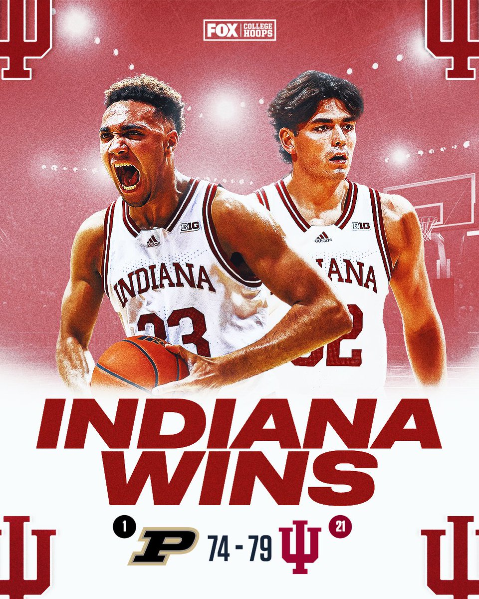 CBBonFOX's tweet image. HOOSIER DADDY?!

@IndianaMBB knocks off No. 1 Purdue! 😤