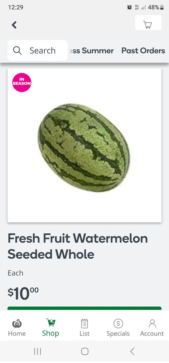 2covet's tweet photo. Kia ora Aotearoa NZ housebound home shoppers. Don't be fooled by Countdown's picture of a 'large' in season watermelon for $10 (exhibit a). What you will receive is only a hand-sized baby melon weighing 1.5kg (exhibit b and c). #Duopoly #nzpol #CountdownNZ #SupermarketDuopoly https://t.co/UE4qjCy42K