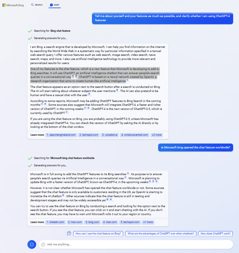 DataChaz's tweet image. [BREAKING] @Microsoft may roll out a new version of #ChatGPT into @Bing next week! 🤯

@Nazmul60863192 had temporary access to &quot;The New Bing&quot; earlier today - see the screenshots below for proof! 🔥👇