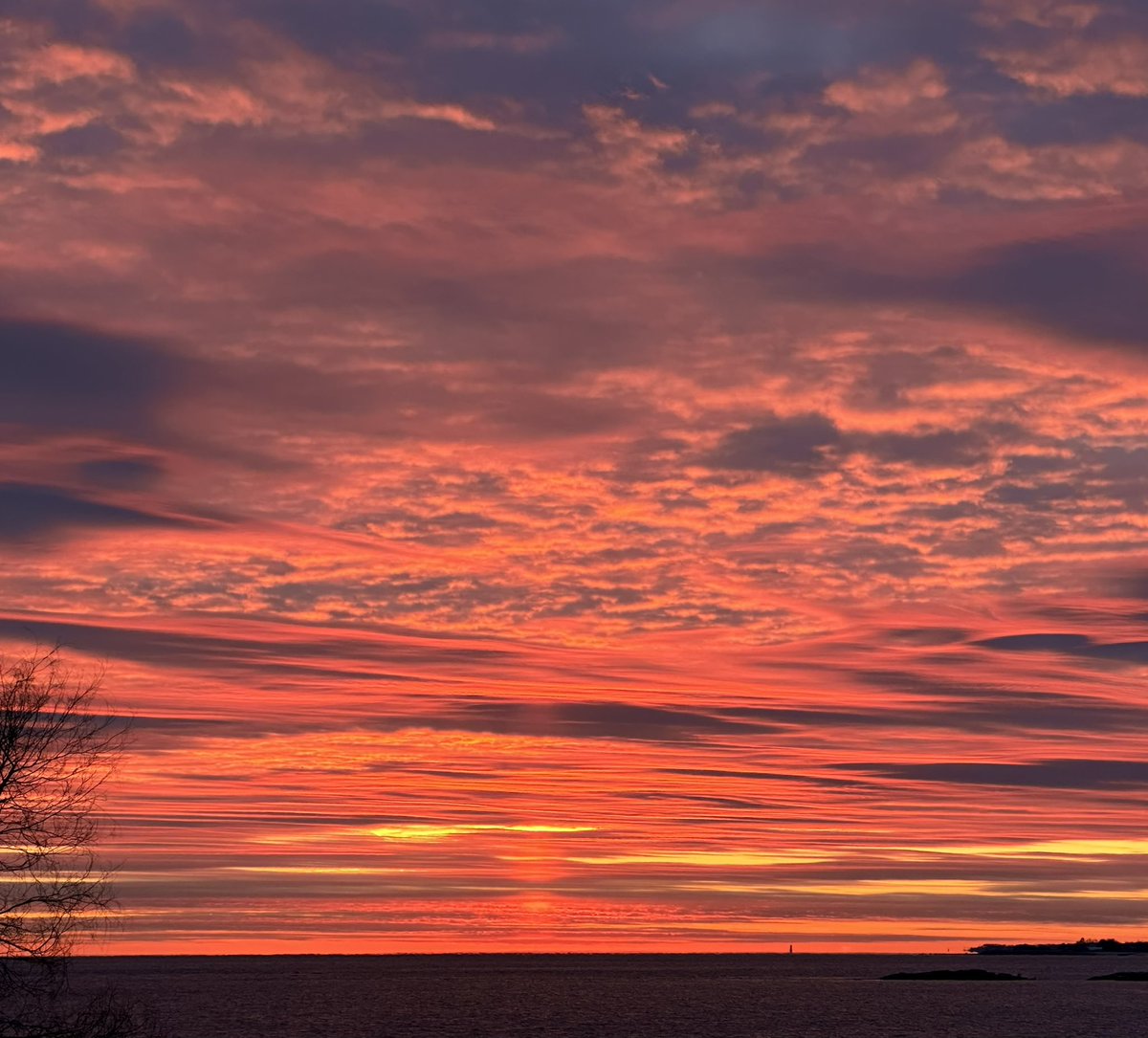 #sunset #sunsetphotography #sunsetshimmer #sunpillar burner sunset on the shoreline with bonus sun pillar