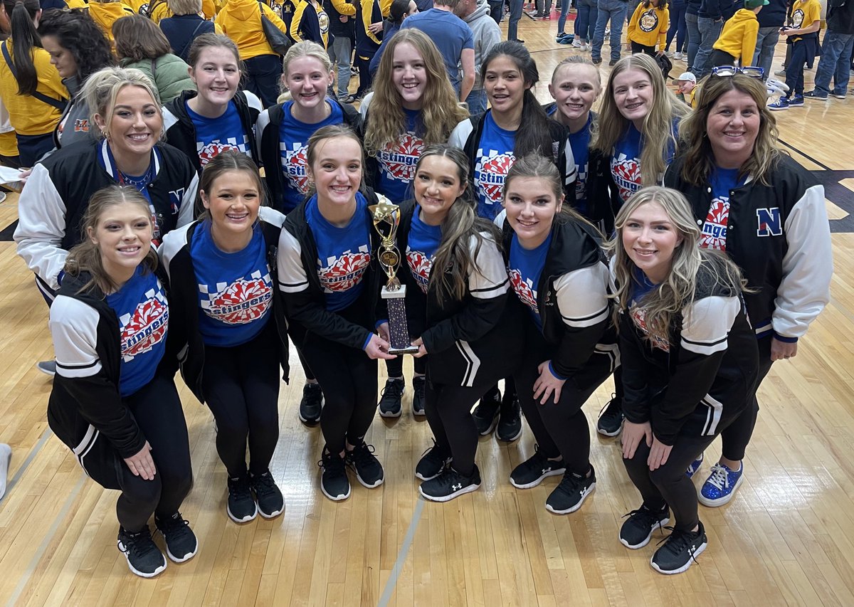 NCHSDIST99AD's tweet photo. Congratulations to coaches @jenmaschhoff, @nealeyritzel, &amp; the Stingers on winning the 1A open Poms at Highland!!! Best of luck next weekend at State!!! #NCHS #GoBigBlue #Stingers 🟦⬜️🟥 💃💃💃 https://t.co/VH3jrxFDiX