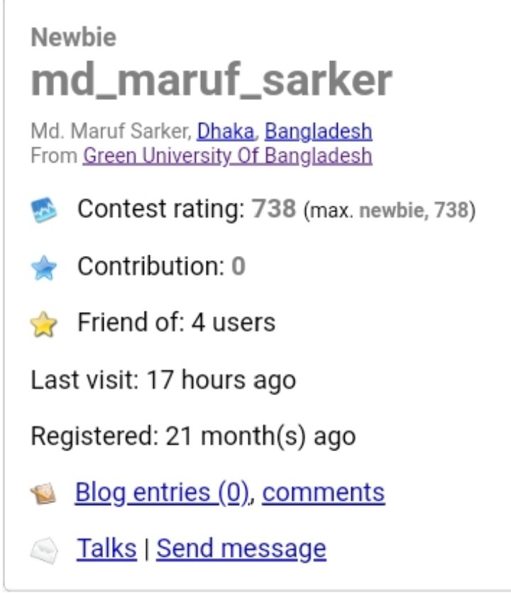 md_marufsarker's tweet image. Alhamdulillah
#codeforces #programmingcontest #problemsolving