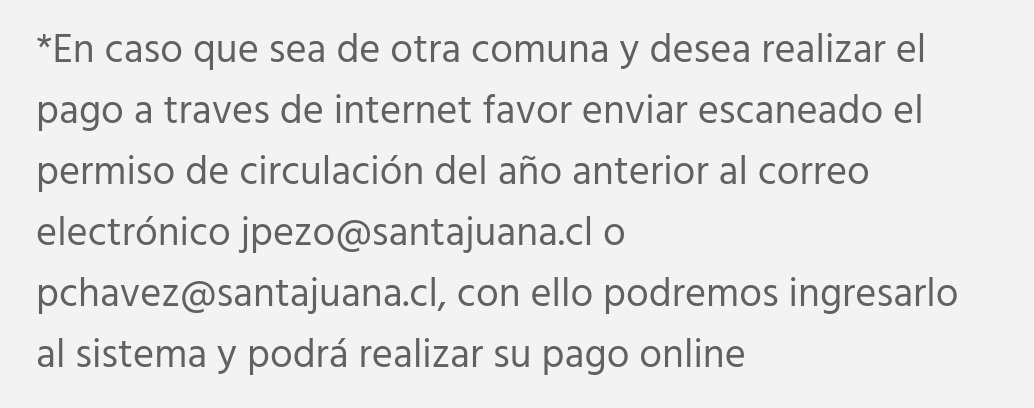 Pamelnos's tweet image. En la Muni de #SantaJuana ud puede renovar su #PermisoDeCirculación de manera online (adjunto link)
Si el año pasado lo hizo en otra Muni, envíe correo a los datos q aparecen en la imagen y serán ingresados al sistema.
 @MuniSantaJuana #IncendioForestal
old.santajuana.cl/noticias/paga-…