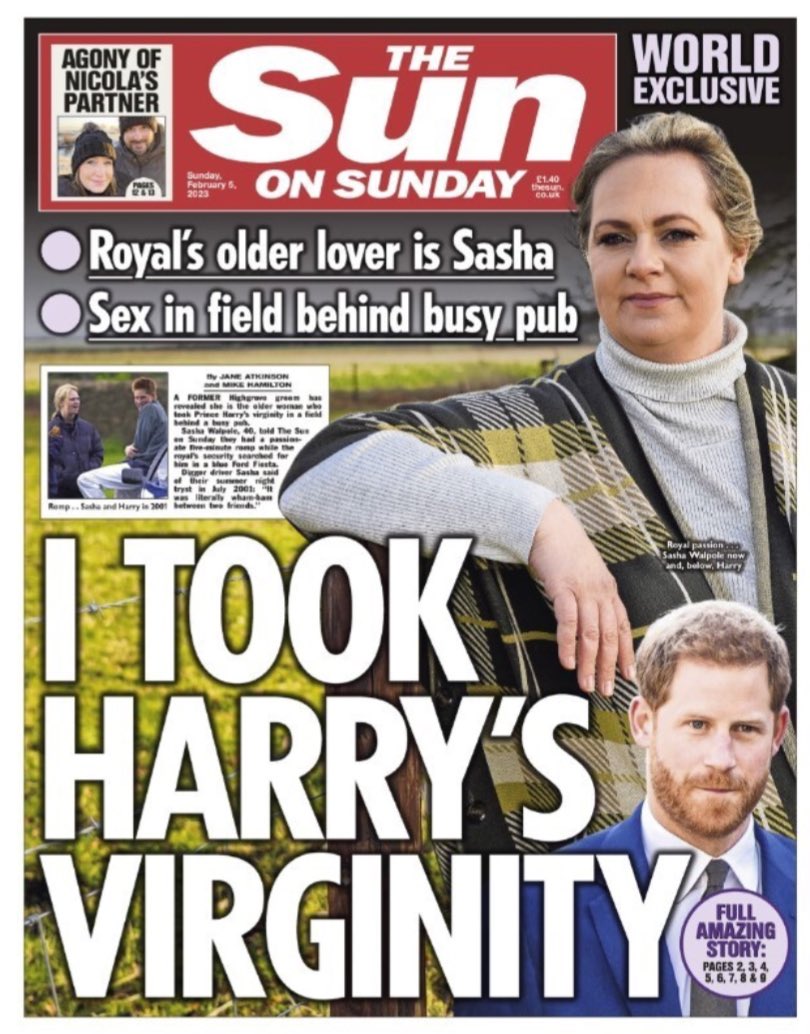 mrstevenallen's tweet image. &quot;I took #Harry&apos;s Virginity&quot; On pages 2, 3, 4, 5, 6, 7, 8 &amp;amp; 9?! Christ! It’ll take longer to read about it than it took to actually do it.

#TomorrowsPapersToday #bbcpapers #SkyPapers