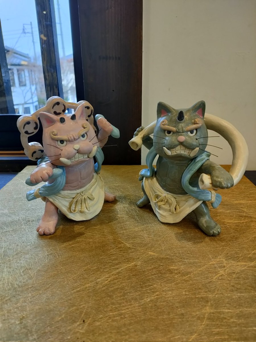 miyakoseisaku's tweet photo. 猫の雷神・風神
#猫 #雷神
#風神
#陶芸作品 #ceramicwork #ceramicart
#クラフト #工芸 #crafts
#ハンドメイド #handmadepottery
#美術 #art #artdoll
#陶芸 #pottery #potterylove
#陶人形 #ceramicdoll #doll
#都丸和也 #kazuya_tomaru
#都製作所 #miyako_seisakusho
#にゃんクリエイターズ https://t.co/aii1TOm9FB