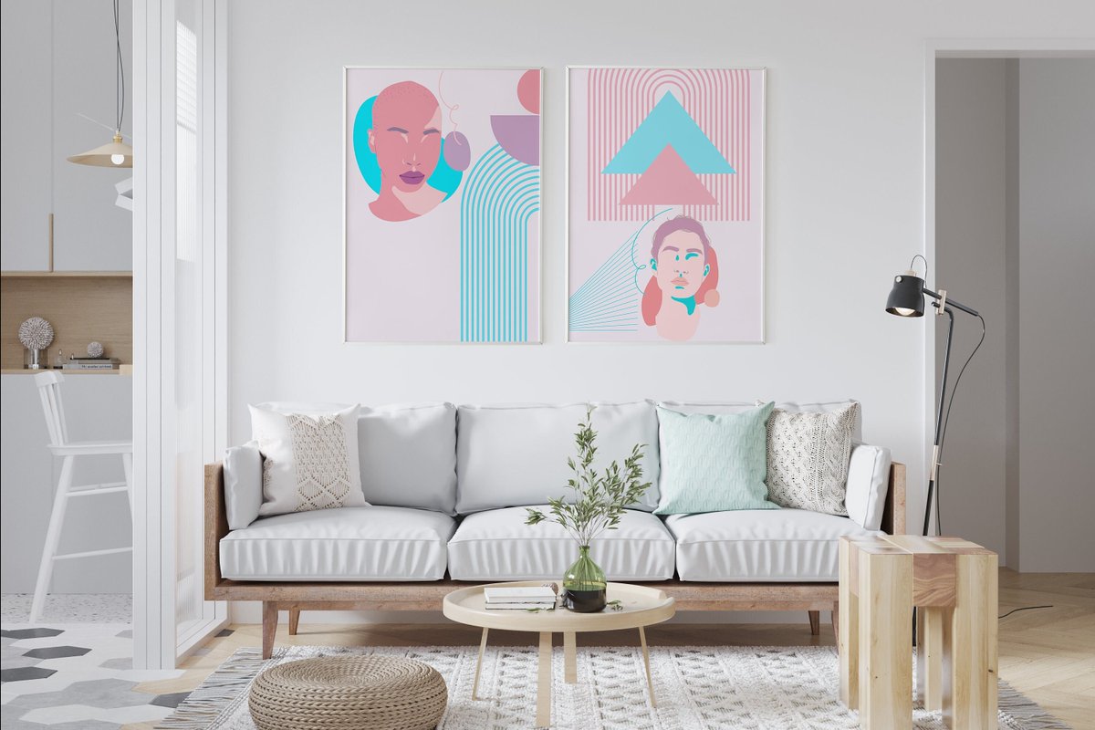 Abstract Face Prints Set of 2 ,Woman Line Art Prints,Woman Line Drawing,Aesthetic Room Decor,Gallery Wall Set,Modern Art,Mid Century Art etsy.me/3HWZj6J #unframed #vertical #pink #blue #entryway #artdeco #peopleportrait #womanlinedrawing #aestheticroomdecor