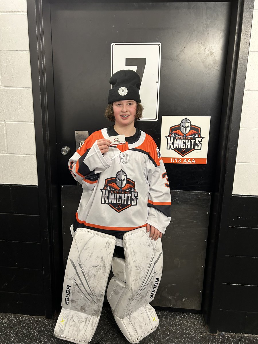 Knightsu13aaa's tweet photo. The Knights are headed to the semis!!!!!! Mighty Knight is Cody Neary who stood on his head the whole game! #feelthesteel https://t.co/DCA32W4dmO