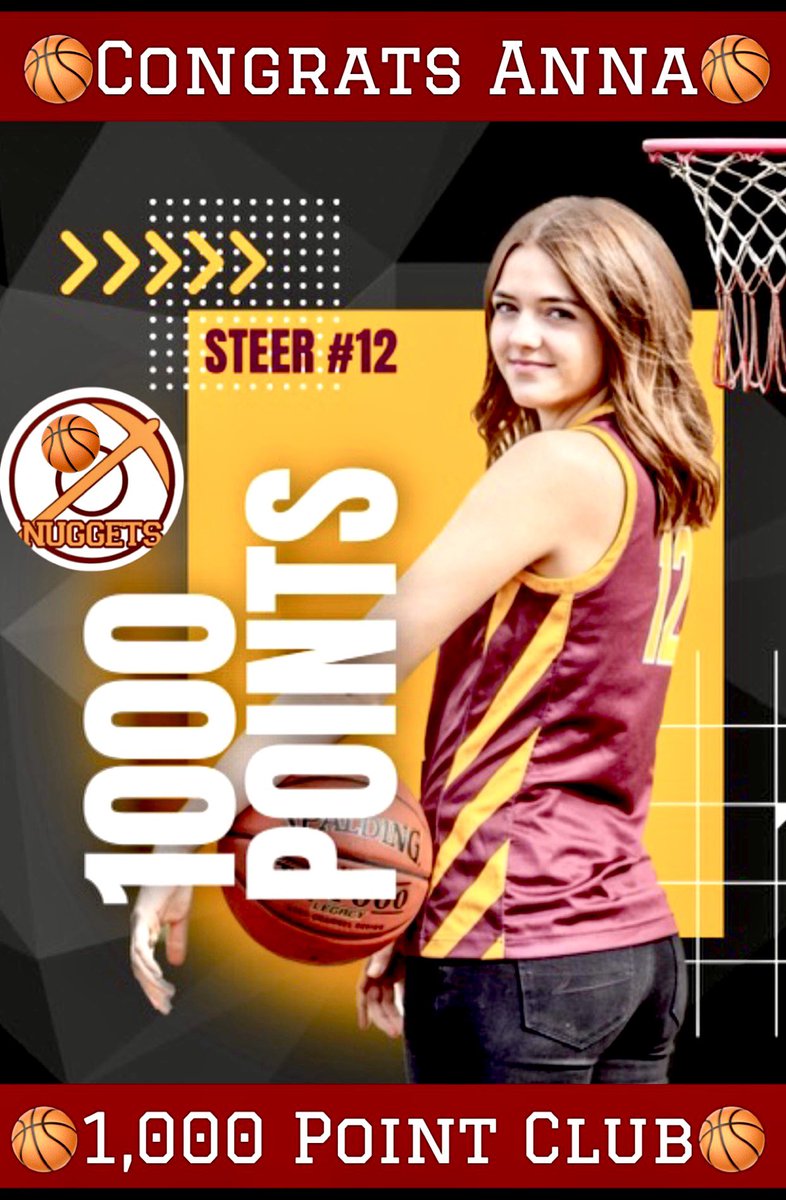 1,000 Points!!! Nugget senior Anna Steer joins the 1,000 point club in Crookston today! Congrats on the HUGE accomplishment and to everyone that helped make it all possible! Way to go Anna!!