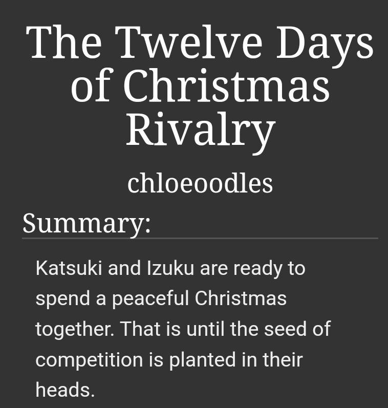 Chloeoodles's tweet photo. Time to share the fic I wrote for the @WDHPZine !!

Fluff and competitive Christmas-y #bkdk / #dkbk ahead!

Make sure to check out the rest of this amazing zine!

https://t.co/waBS8CBsOS https://t.co/5nKs0CCQED