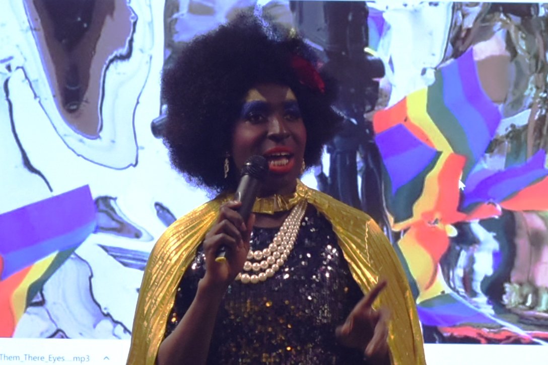 Massive thanks to Ebony Rose Dark for bringing glamour and two wonderful songs to the opening night of the <a href="/LoudestWhispers/">Loudest Whispers</a> 2023 exhibition @CI_NHS Conference Centre Gallery.
Website: theartsproject1.wixsite.com/theartsproject 
<a href="/forumplus/">forum+</a> #LGBTHM23 <a href="/peterbherbert/">Peter Herbert</a> @mariuselsphoto1