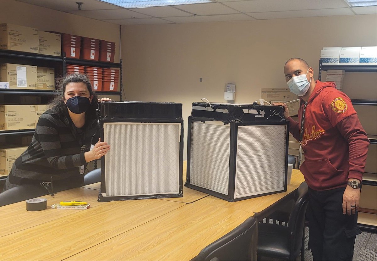 Sometimes when I feel sad/angry about lack of housing (or even appropriate shelter spaces) for my patients, it helps to build tangible things like #CorsiRosenthalBoxes for the warming centers. Cleaner air = less COVID = it’s not much but it’s something. cleanaircrew.org/box-fan-filter…