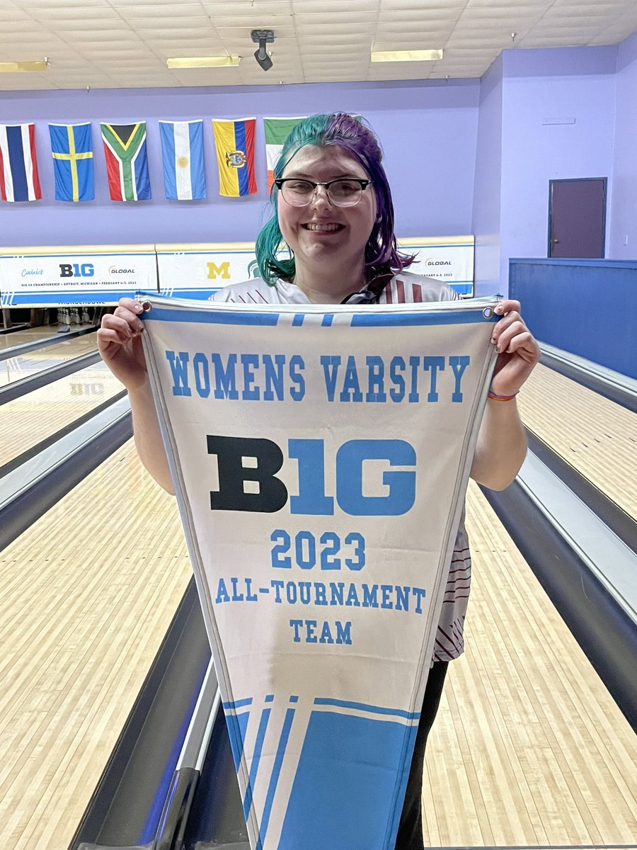 uindybowling's tweet photo. @uindy for the 1st time in program history we have an All Tournament Team member, oops I mean 3. Congrats to Elizabeth, Emily and Lily for finishing in the top 5 of all the varsity women bowlers at the Big10 Championships. @UIndyAthletics @uindyhound https://t.co/4V0RMkYYk5