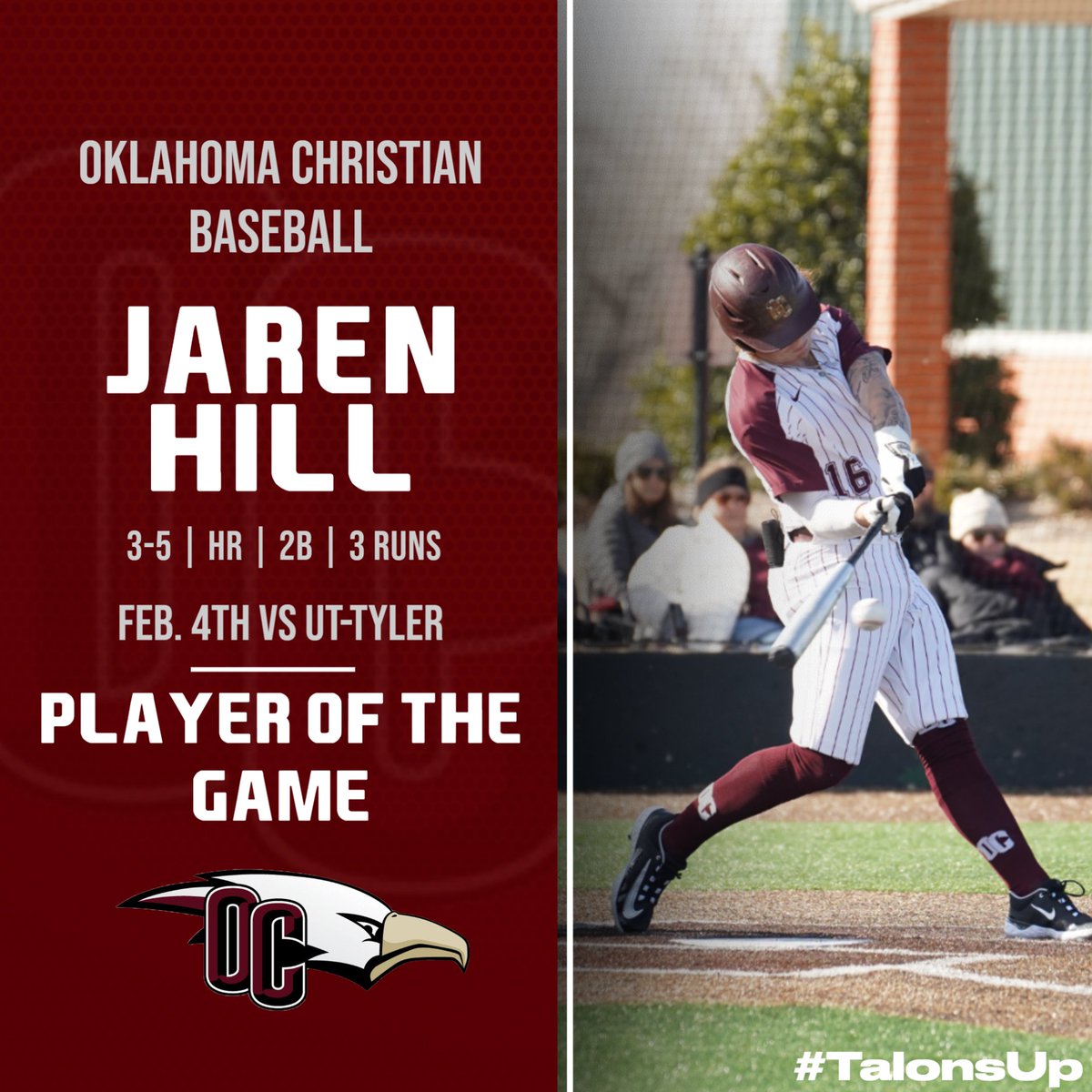 Player of the Game Feb 4th vs UT-Tyler
Senior Jaren Hill

#TalonsUp
