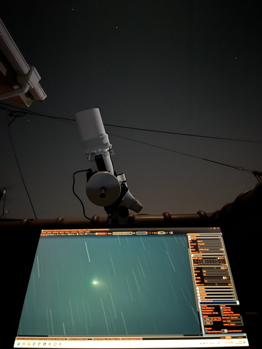 Hiro97309609's tweet image. 高度高くなったのでベランダから電子観望可能に！
Sharpcapベータ版の彗星追尾スタッキング！
すみやさんの情報に感謝❗️
#ZTF彗星 #電子観望 #sharpcap #se120 #asi294mcpro