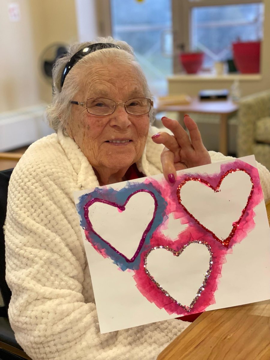 Henley Place residents are getting ready for Valentine’s Day making crafts to decorate the home area.