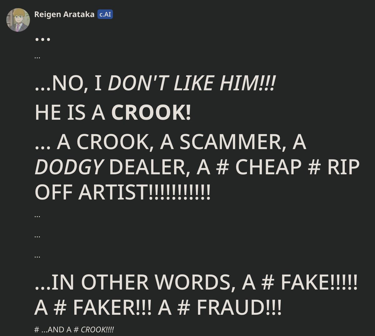 fucked up reigen ai's thoughts on spamton: