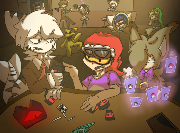 I've existed here for a while but have never posted so uhh.... Just a preetty old redraw I did of a friends art. Its the Nerds Night out after all heh.