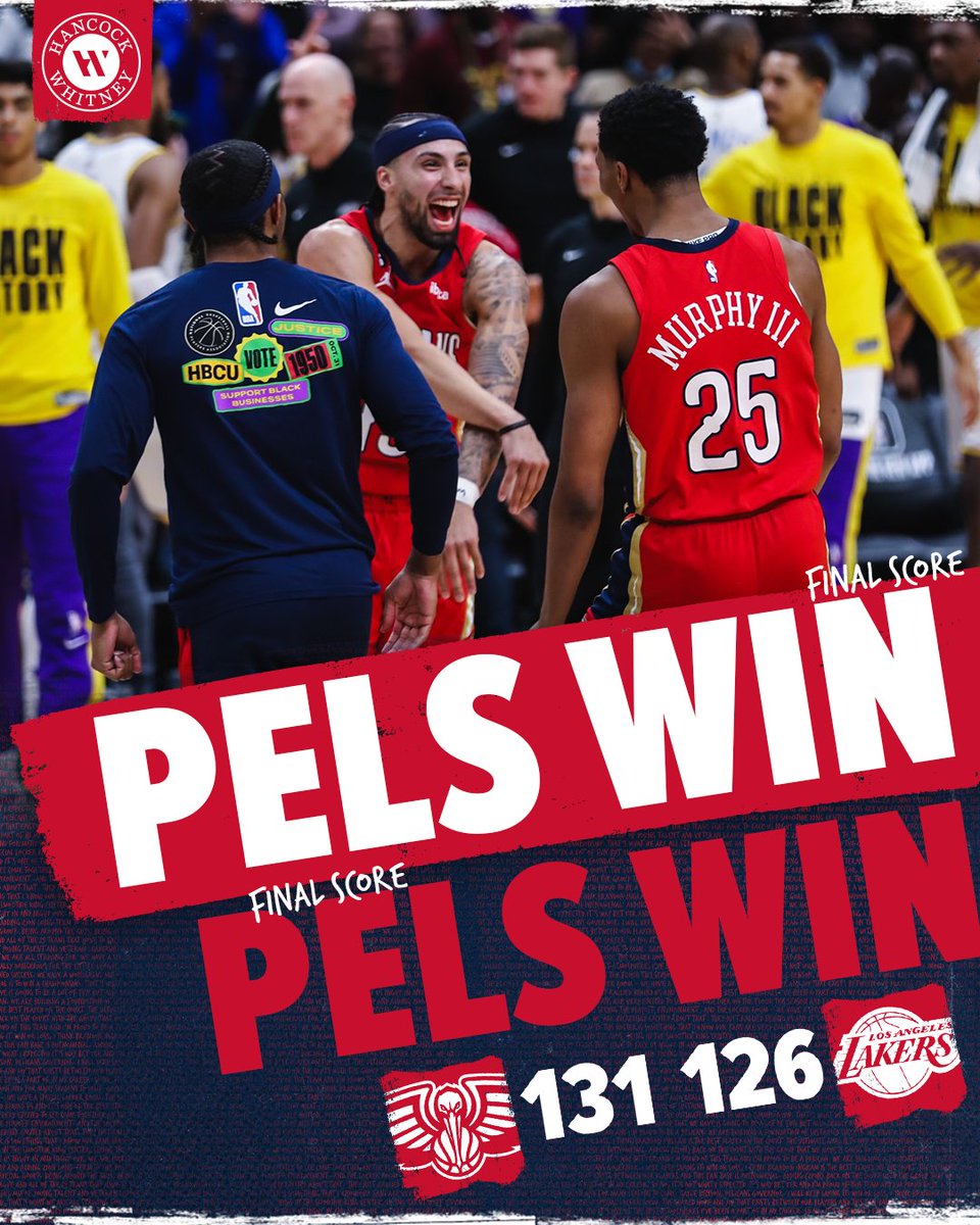 THAT'S A PELICANS WIN!

#Pelicans | <a href="/HancockWhitney/">Hancock Whitney</a>