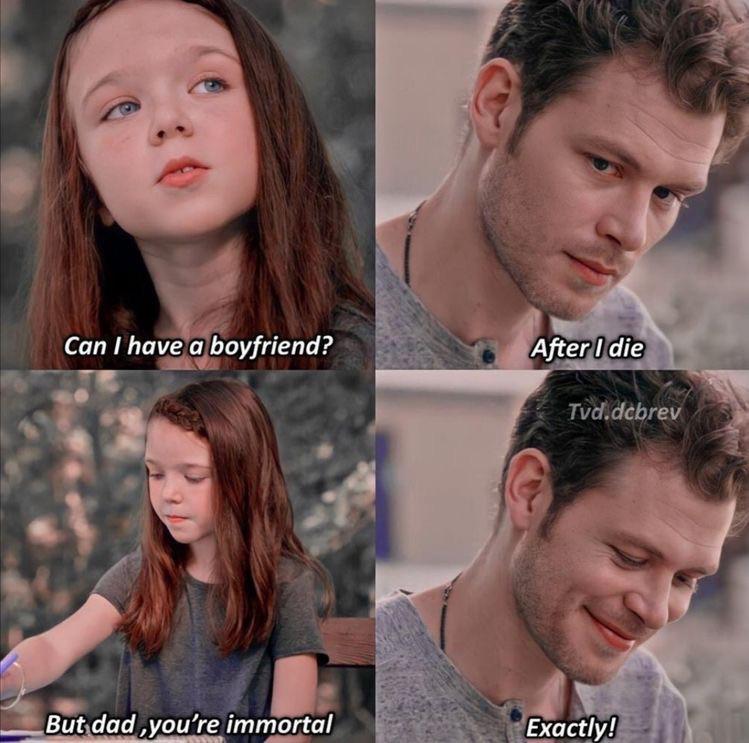 // definitely klaus when hope will be a teenager , more like fifteen years old 😂😂