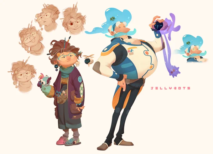 My personal IP project, Jellybots!!  (of which you can purchase a digital artbook w/tutorials etc   