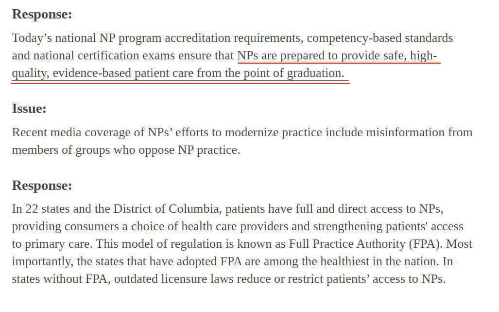 Every time I see s**t like this post from "Nurse Practitioner Newbies", I'm going to magnify the absurd statement that Sophia Thomas, the former president of the AANP said about NPs upon graduation.