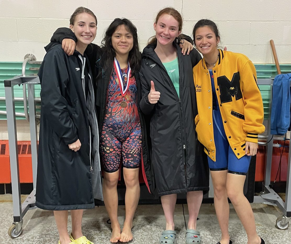 Our relay teams faired well: 
200 YD Medley and 400 YD Free- 1st (Coral, Amelie Johnson, Meg and Jenna Turley (also 1st in the 50 free); 200 YD Free- 2nd (Tatum Faulkner, Maya Reed, Jenna, Sasha Patel)