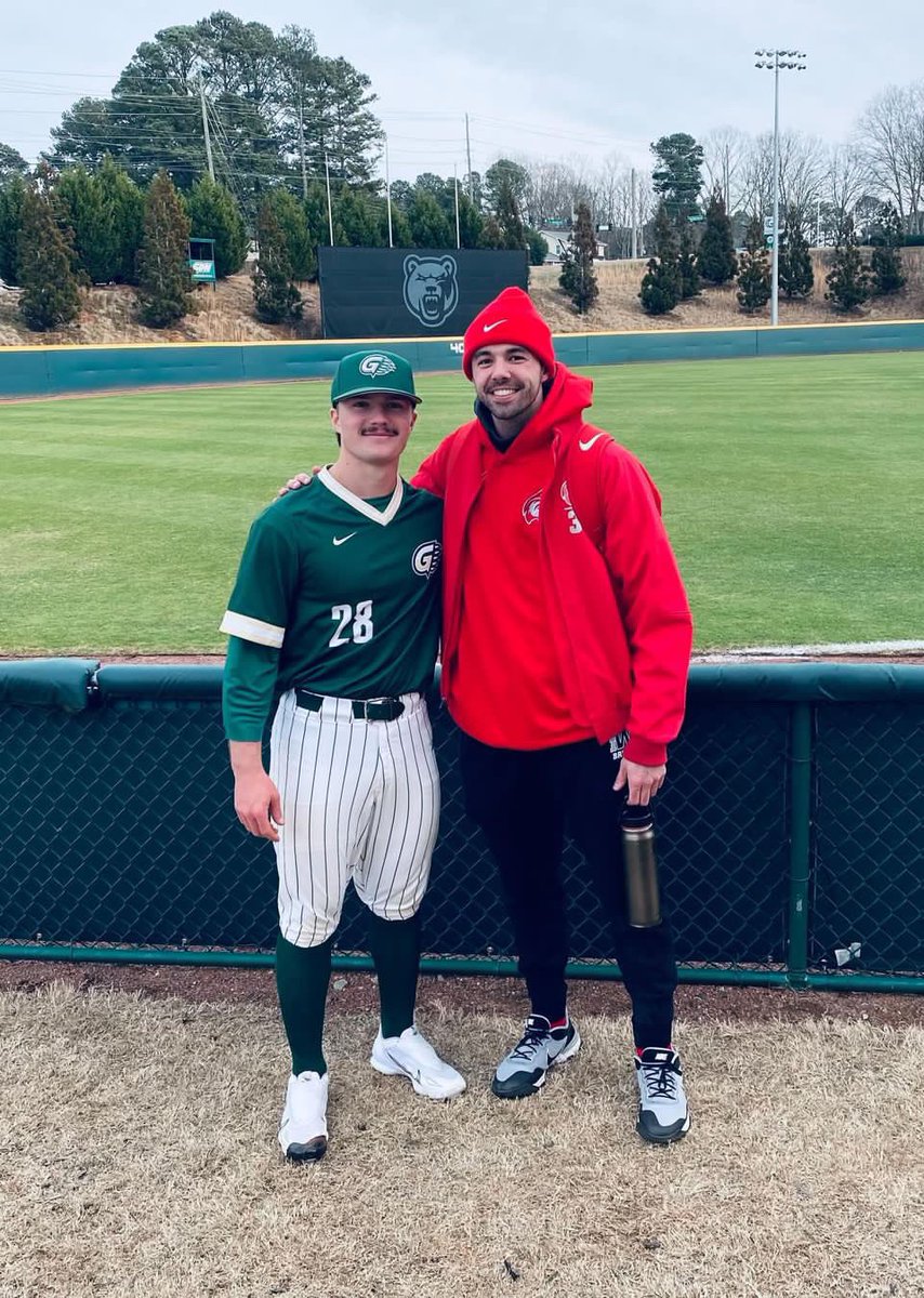 Just a couple of dudes from the WBL playing against each other in college. Jordan Davis (Elida/Georgia Gwinnett) and Dalton Miller (Shawnee/Indiana Wesleyan). Two of the nicest people you could meet. Best of luck to both of you this season.