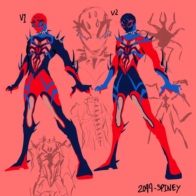 Day 29 of Original Designed Spiders, today with random shit and a concept for 2099 Percy Pryor aka Spine #spidersona #spiderman #acrossthespiderverse 