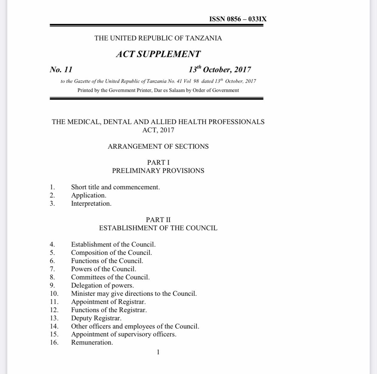 furia_francis's tweet photo. Medical Council of Tanganyika ni baraza la tiba lililoundwa kwa sheria ya bunge. Mwenyekiti wa baraza anateuliwa na Rais na wajumbe wanateuliwa na waziri wa afya. 

Majukumu ya baraza ni kusimamia wanataaluma wa kada 17 za afya wakiwemo madaktari. https://t.co/NXVMhfow8n