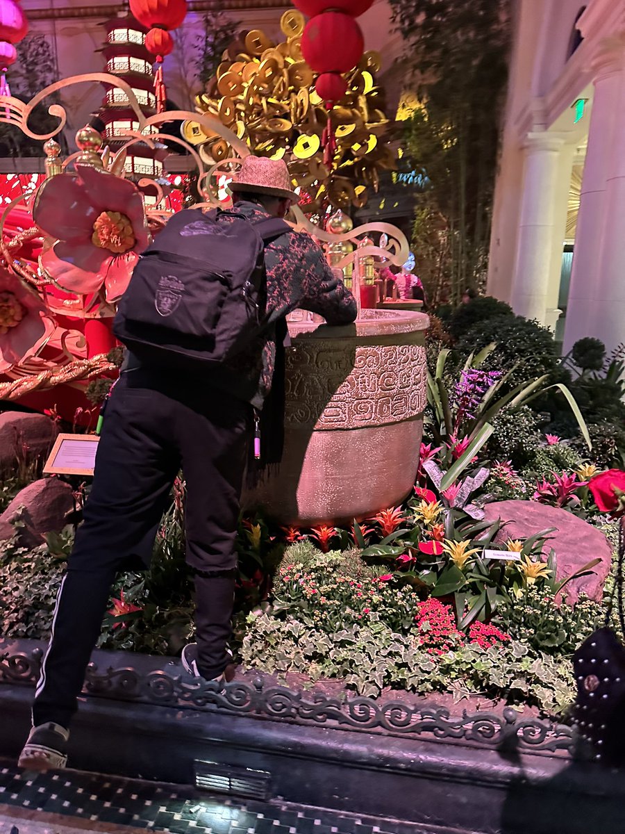 _jave7's tweet photo. This guy was helping himself to the offerings left behind @Bellagio  Enjoy the karma. @VitalVegas https://t.co/yzwUkq2AkC