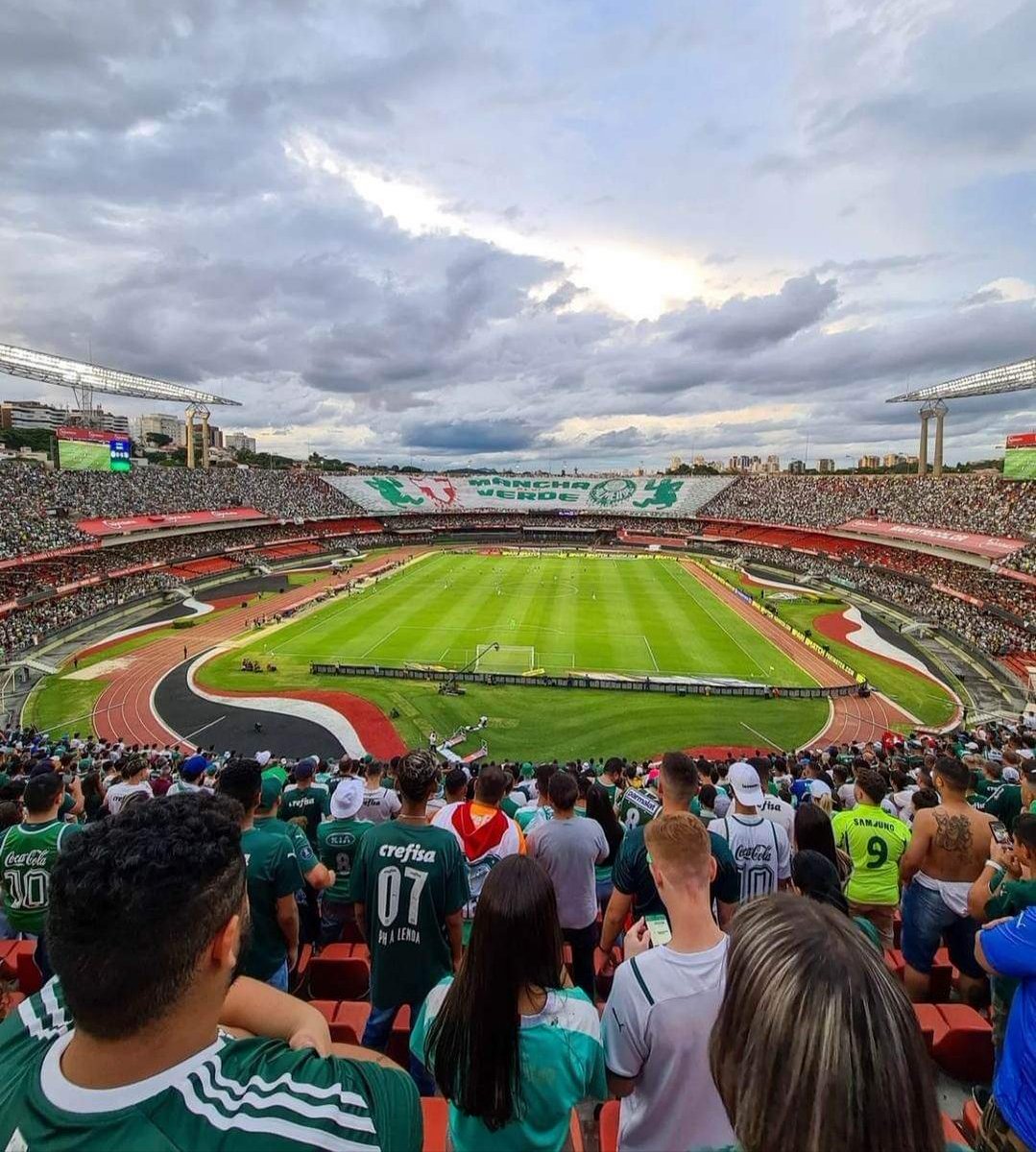 ritmodetorcida's tweet photo. Arquibancada da Mancha Verde e demais torcedores do Palmeiras, no clássico contra o Santos no Morumbi. https://t.co/YybF2UR3zn