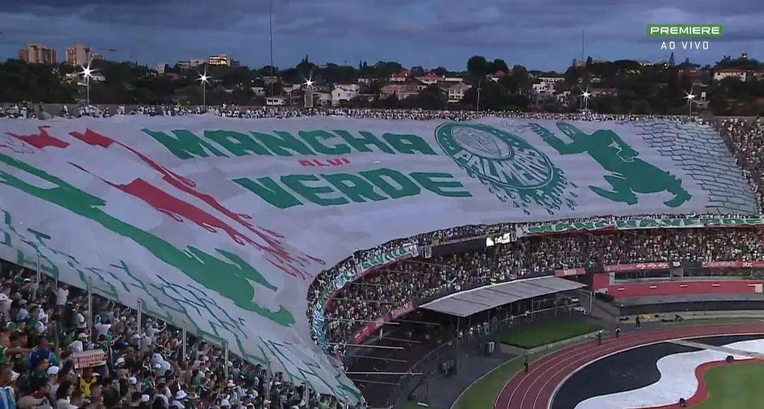 ritmodetorcida's tweet photo. Arquibancada da Mancha Verde e demais torcedores do Palmeiras, no clássico contra o Santos no Morumbi. https://t.co/YybF2UR3zn