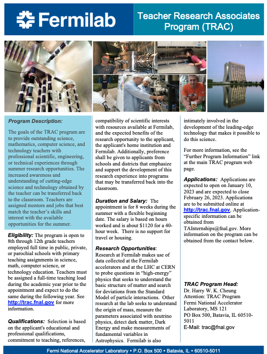READit101ish's tweet photo. #READitLLC Hey Illinois grades 8-12 STEM Teachers! FERMI is offering you a paid internship for the summer. Check out the flier for details of eligibility and deadlines! Continued best wishes to you! #PAEMST https://t.co/peQC9EwFPS