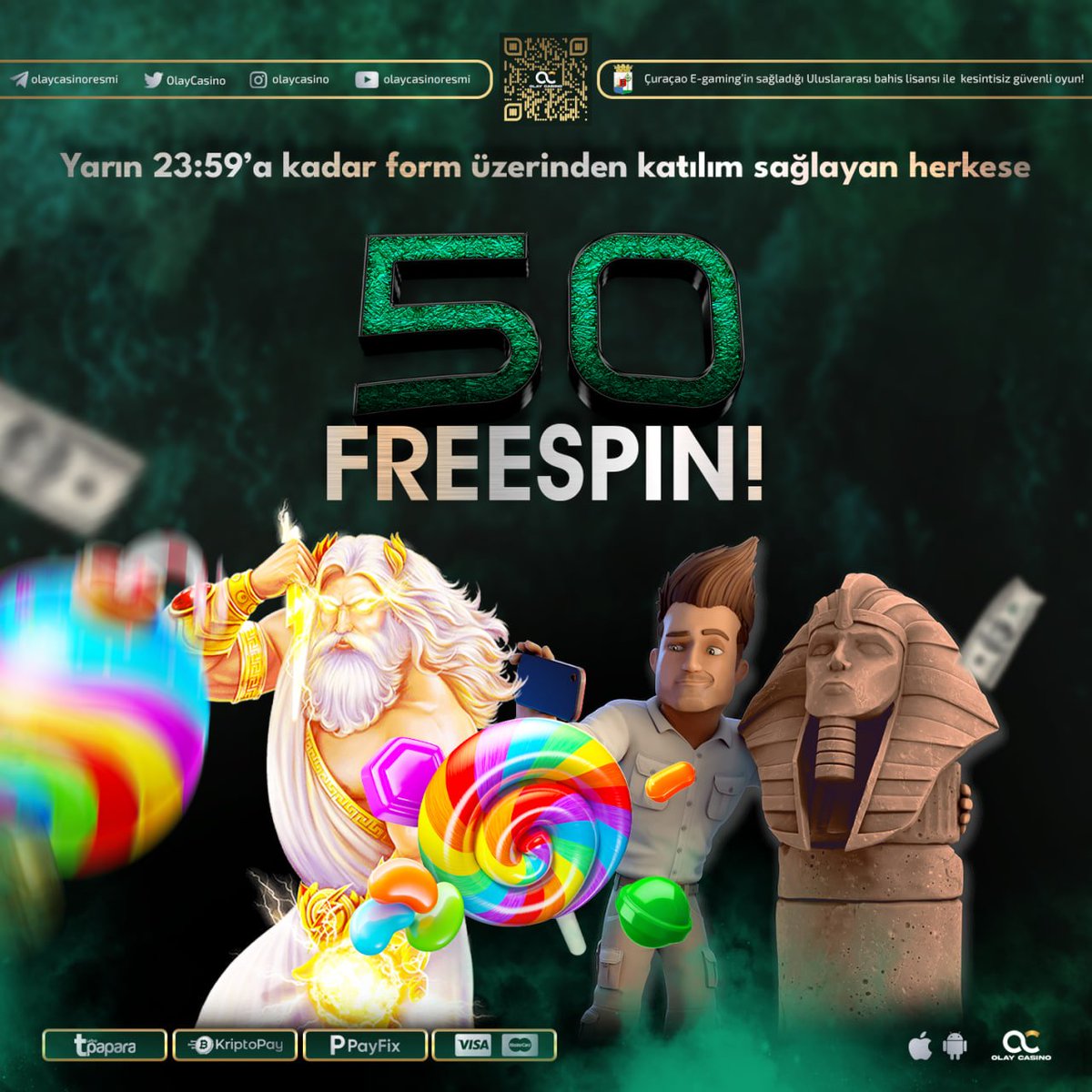 😎 Yarın 23.59'a Kadar İnstagram Hesabımızı Takip Eden Herkese 50 FREE SPİN!

⚠️  Katılım Şartları İnstagram Hesabımızda Bulunmaktadır!

İnstagram Hesabımız:🔗instagram.com/olaycasino/
