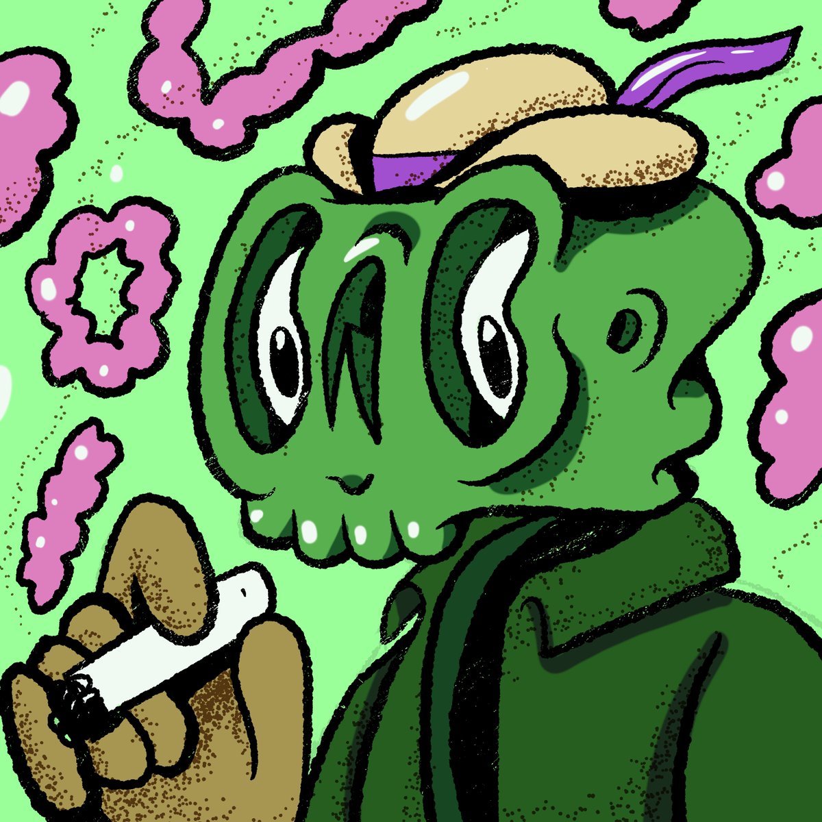 GM! It’s the Smoking Skulls #NFTGiveaway 
Your chance to win a #nft worth .045ETH
To Enter:
1⃣Follow <a href="/SkullyVibes/">SKULLY</a>
2⃣❤️and RT
3⃣ tag a friend!
Giveaway is open to everyone. Winner will be announced a week from today on 2/11. Good luck!