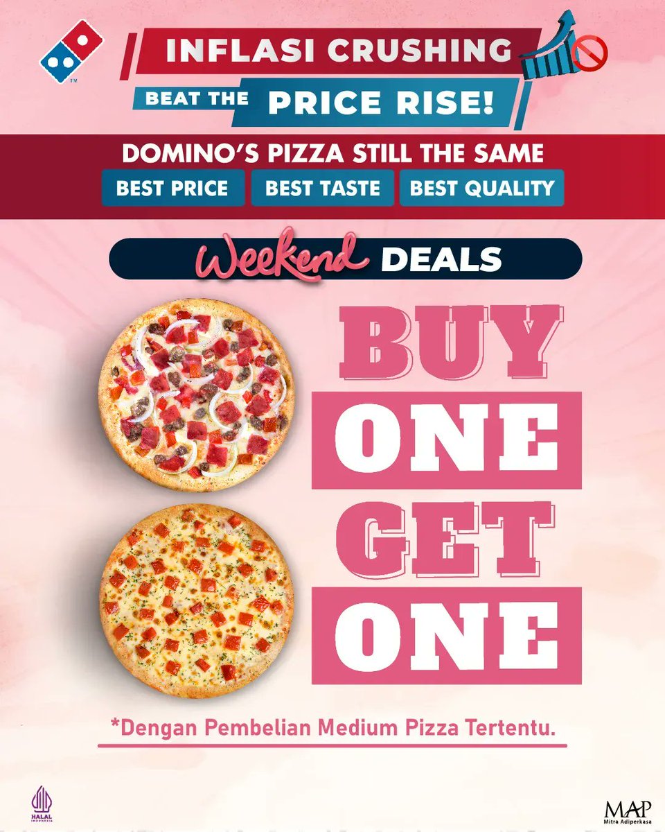Domino's Pizza ID on Twitter "TWO FOR US!! Enjoy Buy 1 Get 1 FREE* TODAY!! GRATIS Medium HT