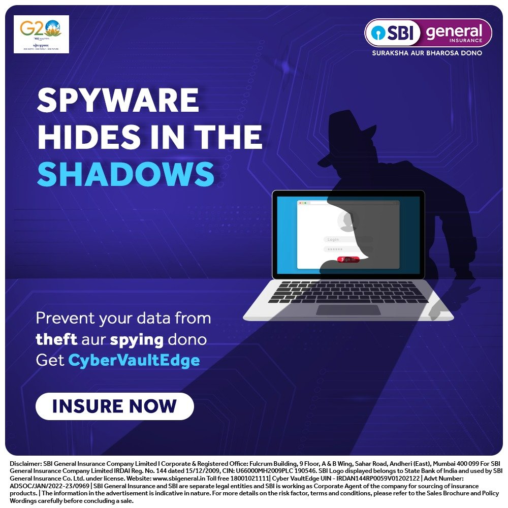 sbigeneral's tweet photo. Dark is not scary; what hides behind it is. To prevent your data from falling in the wrong hands, get it secured aur insured dono with Cyber VaultEdge.

Click here to know more : https://t.co/jpix18cmME

#CyberSuraksha #CyberVaultEdge #CyberInsurance #Spyware #LossOfData https://t.co/x5ikNS9N0R