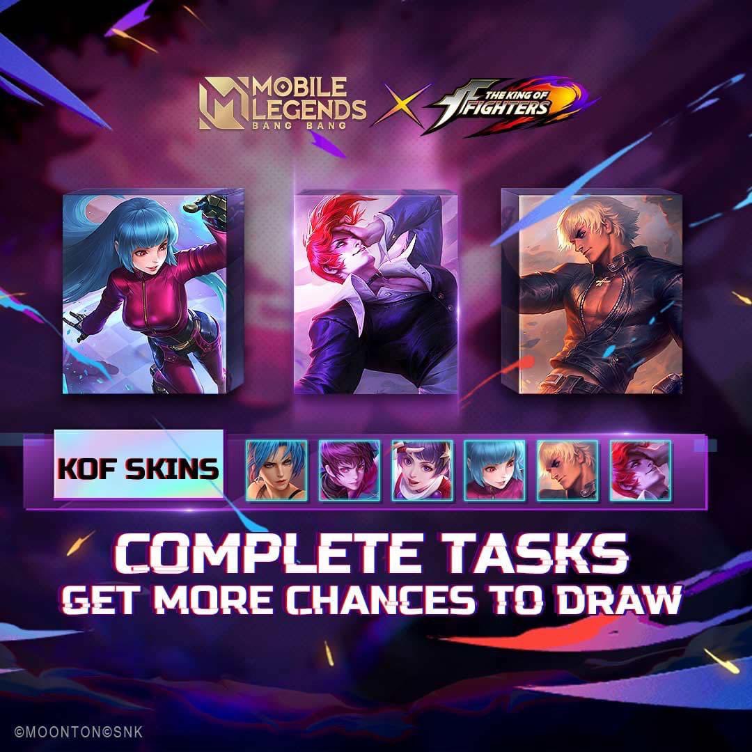 Not enough Tokens for the MLBB X KOF event? Here's the great chance for you to collect more! Complete tasks from 2/04 to 2/06 to win more Tokens!

#MobileLegendsBangBang
#MLBBXKOF