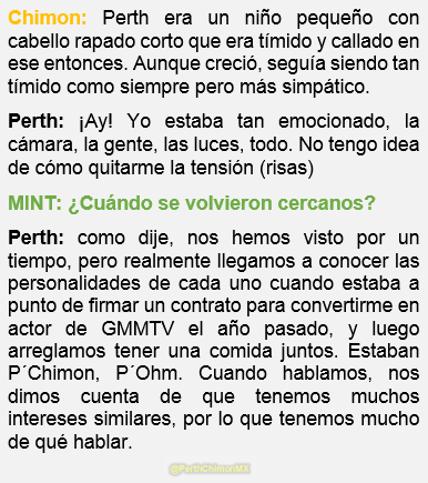 PerthchimonMX's tweet photo. Traducción al español de la primera entrevista de PerthChimon, Mint Magazine. (1-3)
Traducción en inglés: @whattheppe
01-02-2023
#MintMagTH #MintVol14
#PerthChimon 
#PerthChimonxMintTalk
#เพิร์ธชิม่อน 
#PerthTanapon #KDPPE
#ChimonWachirawit
#ชิม่อนไงจะใครหล่ะ https://t.co/JfwZj7syvR