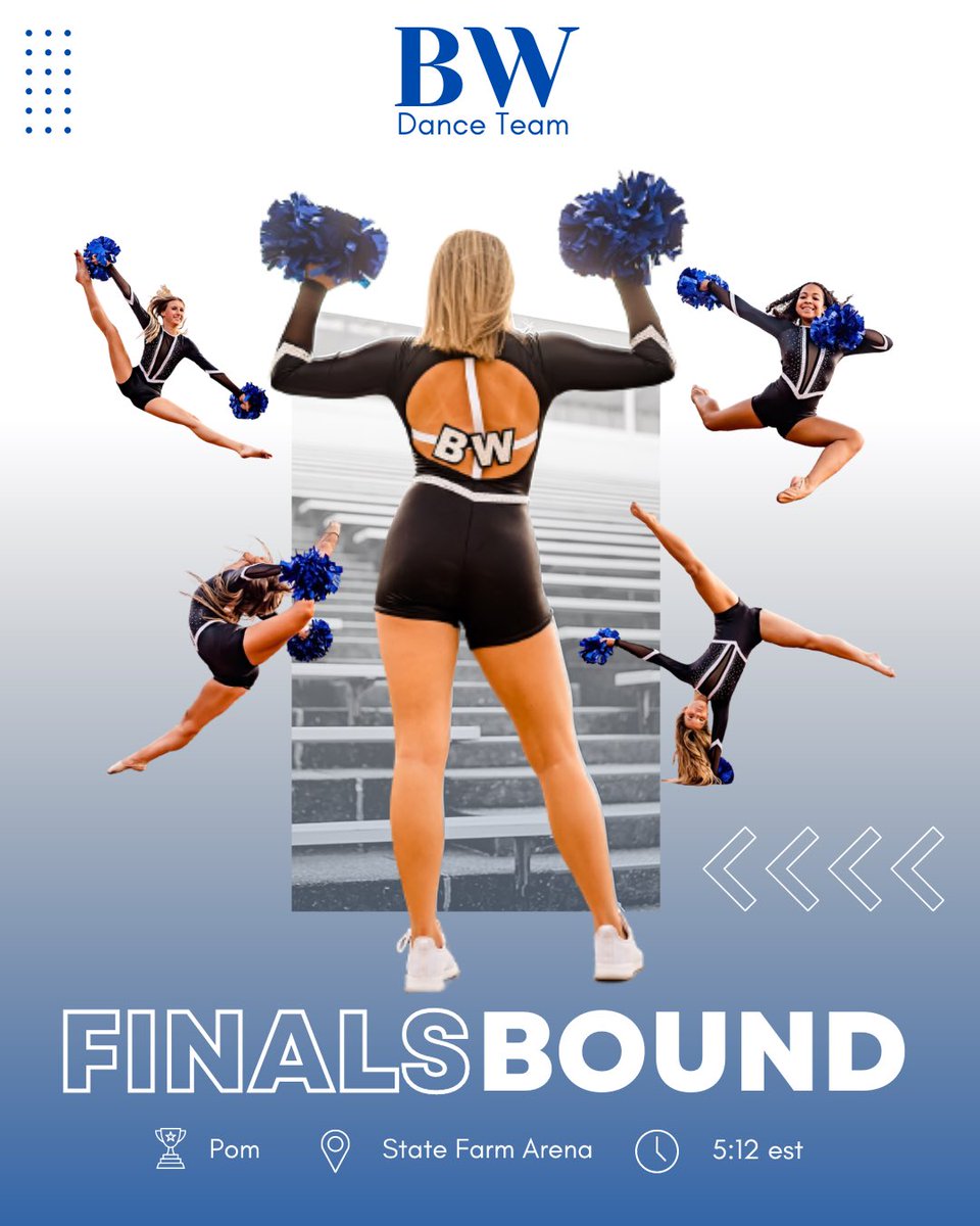 BWDT IS FINALS BOUND 🤟🏽

Come support us tomorrow as we preform our Pom dance on the biggest stage for high school dance at 5:12 est. We are so excited to see all our hard work pay off… last time, best time!! 💙 #bwdtgsd #StayHungry #UDANationals