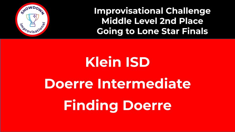 GordonKSee's tweet photo. In the #improvisationalchallenge #showdown Middle Level, 2nd place & Going to @Texas_DI #LoneStarFinals is @DoerreKISD Finding Doerre
They also received high #instantchallenge for their challenge!
@sstrole1 https://t.co/X7p2FTVK99