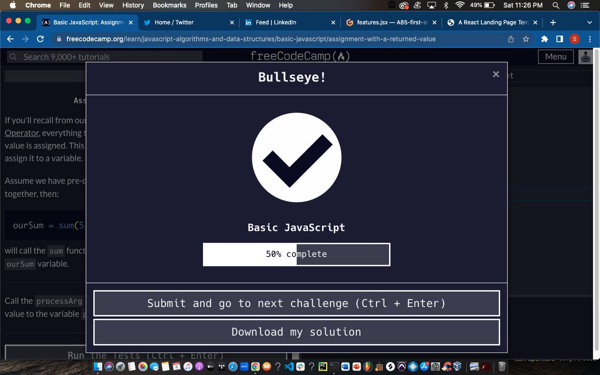ShakirTamar's tweet photo. Day 15 of #100DaysOfCode
Took a break from my course projects &amp; did some practice work on freecodecamp &amp; also started working on a website for a client using Javascript, HTML, and a little CSS I started working on the landing page and nav bar
#LearnToCode #softwaredevelopment https://t.co/0ctvBv4ffT