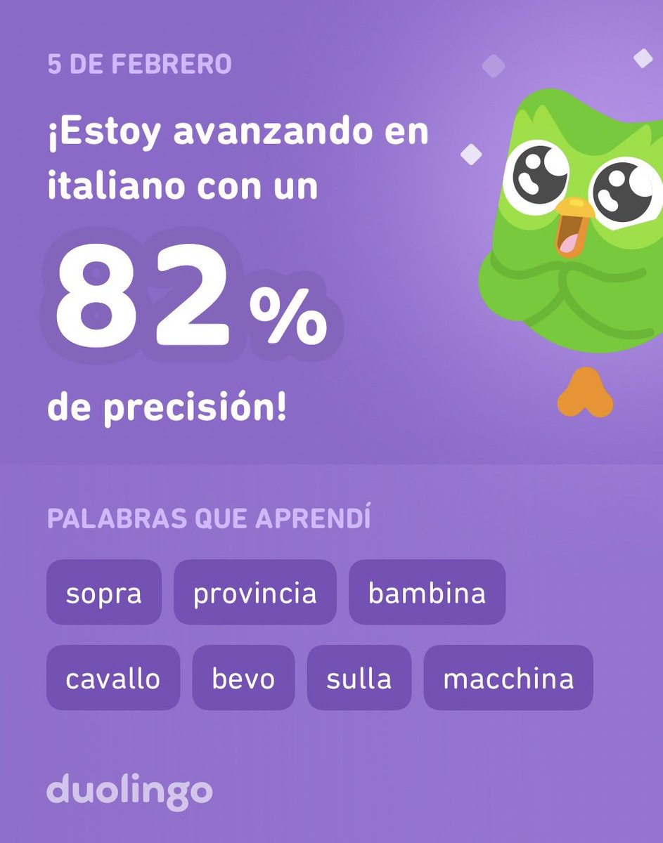 ¡Estoy aprendiendo italiano en Duolingo! Es gratis, divertido y efectivo.
