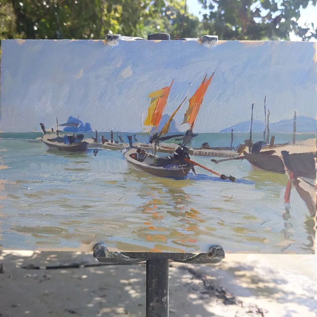 Fishing boats, Koh Yao Noi.

One left before I finished...

#pleinair #pleinairpainting #kohyaonoi #thailand #oilpainting #oilpainters #peinturealhuile #thailande #representationalart #realistpainting #contemporaryart instagr.am/p/CoRFBheOtBR/