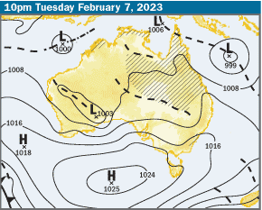 BOM_Qld's tweet photo. Tropical Cyclone Outlook 5/2/2023: Increased risk of a tropical cyclone to develop in the central Coral Sea region by midweek. A direct impact or landfall is not expected at this stage. Find the latest outlook and further info, as required, here: https://t.co/EqxUzIY5Xg https://t.co/snsFBBiTMa