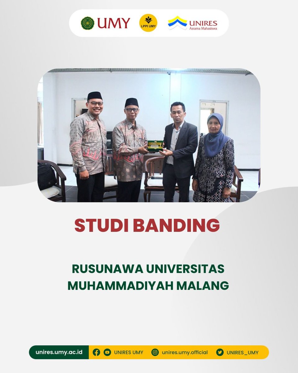 UNIRES UMY juga melakukan Studi Banding ke Rusunama Universitas Muhammadiyah Malang pada Senin, 30 Januari 2023.

Selengkapnya instagram.com/p/CoPohDiPHEr/…
