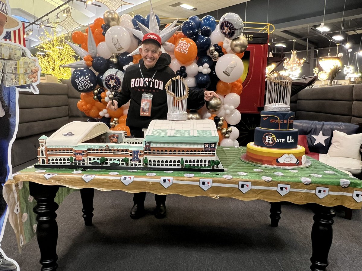 If you haven’t visited <a href="/GFToday/">Gallery Furniture</a> lately, you are missing out on taking your picture with a fabulously sweet confectionary <a href="/astros/">Houston Astros</a> display. Plus…it’s Mack’s birthday &amp; he has “the best cake for the best customers”! #astroscake