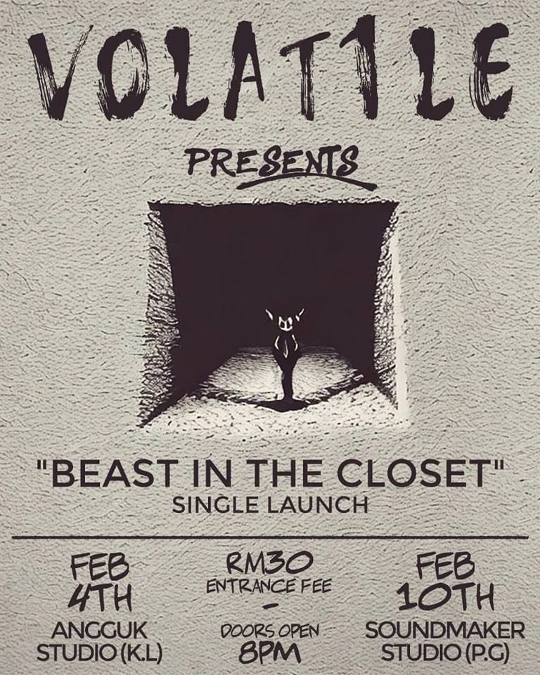 Jenn_Thompson's tweet photo. #ONGROUND LIVE : @VolatileBand “Beast In The Closet” SINGLE LAUNCH
at #SoundmakerStudio 18,Lebuh Bishop #GeorgeTown #PENANG
FRIDAY February10 8pm
TICKETS: DM https://t.co/7InJIHGesA https://t.co/31O3ntxo87